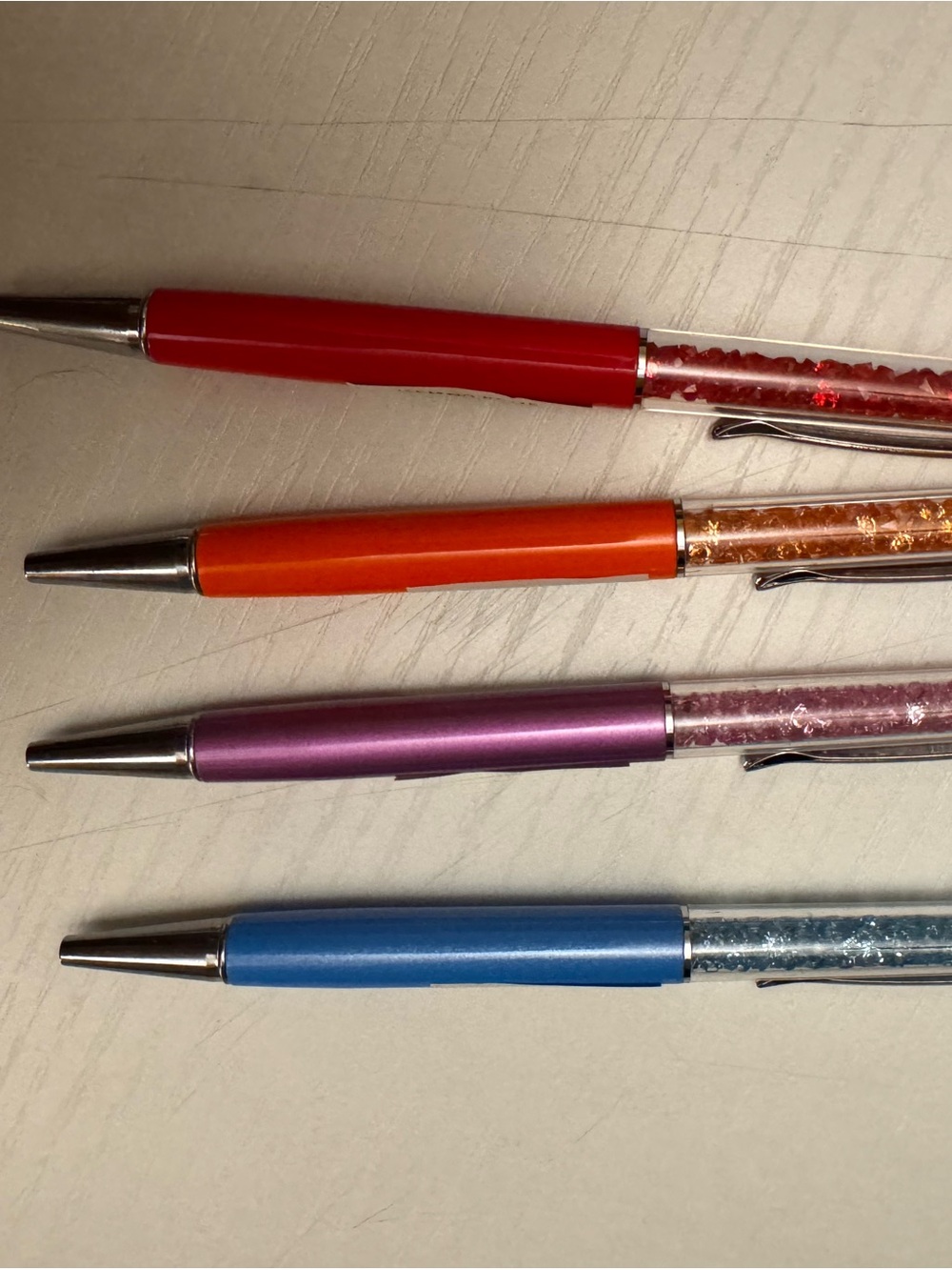 Set of 4 Metallic Crystal Barrel Ballpoint Pens each one is sold separately